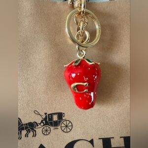 Coach Red Strawberry Enamel Charm Key